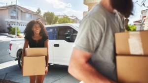 Couple moving into new home